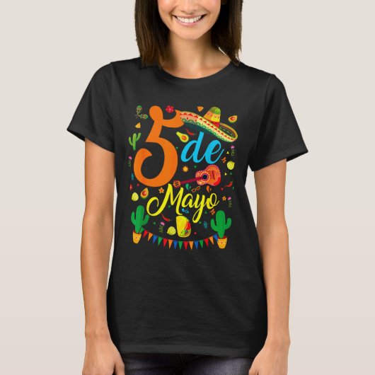 Cinco De Mayo Grappig Mexicaans Fiesta Feest 5 De T-shirt (Voorkant)