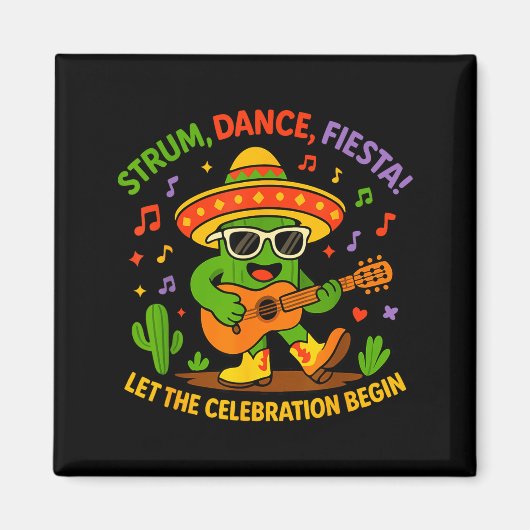 Cinco de mayo grappige cactus sombrero tokkel dans magneet (Voorkant)