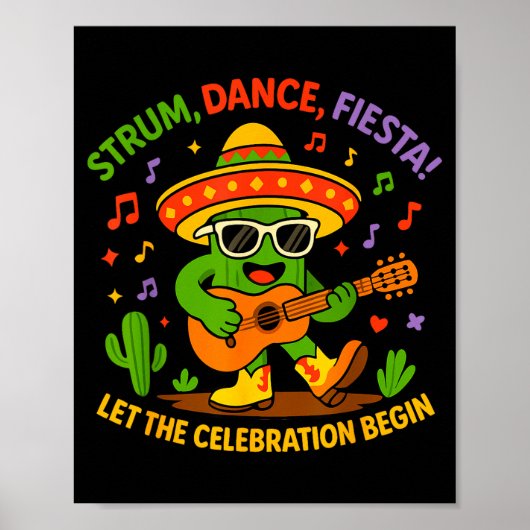 Cinco de mayo grappige cactus sombrero tokkel dans poster (Voorkant)