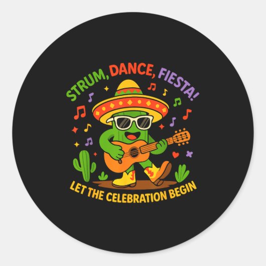 Cinco de mayo grappige cactus sombrero tokkel dans ronde sticker (Voorkant)
