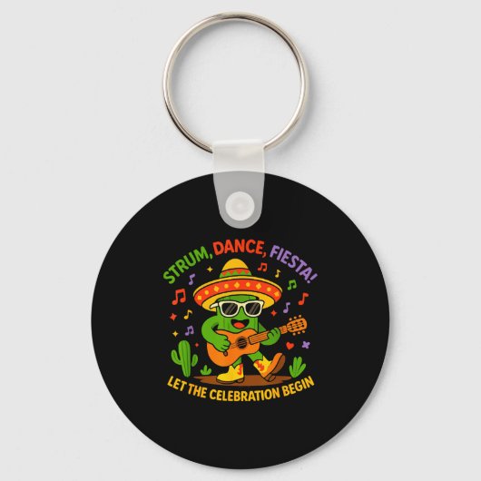 Cinco de mayo grappige cactus sombrero tokkel dans sleutelhanger (Voorkant)
