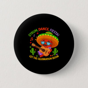 Cinco de mayo grappige chilipeper hoed gitaar ronde button 5,7 cm