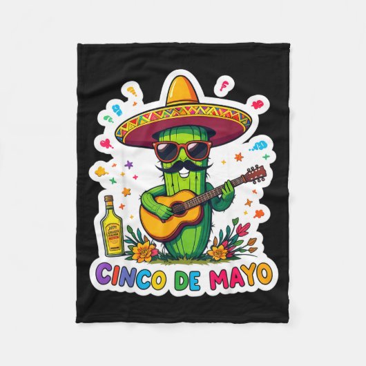Cinco de mayo grappige Mexicaanse cactus zonnebril Fleece Deken (Voorkant)