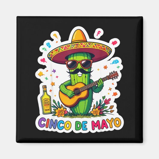 Cinco de mayo grappige Mexicaanse cactus zonnebril Magneet (Voorkant)