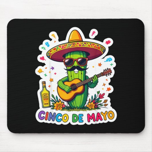 Cinco de mayo grappige Mexicaanse cactus zonnebril Muismat (Voorkant)