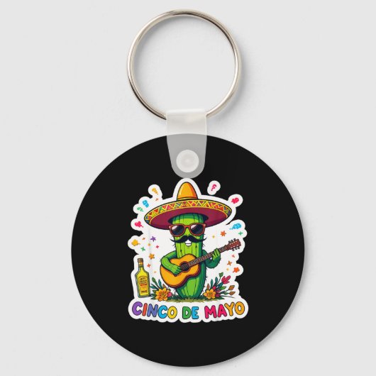Cinco de mayo grappige Mexicaanse cactus zonnebril Sleutelhanger (Voorkant)
