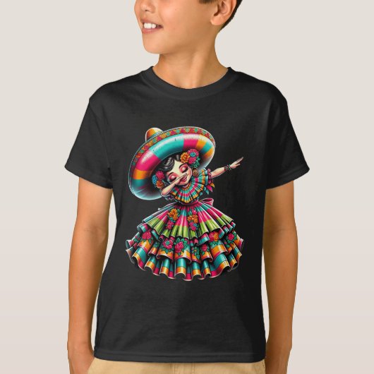 Cinco De Mayo Grappige Mexicaanse Dabbende Vrouw C T-shirt (Voorkant)