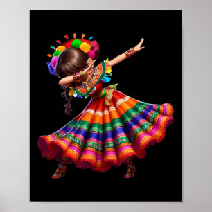 Cinco De Mayo Grappige Mexicaanse Dabbing Vrouw Ci Poster
