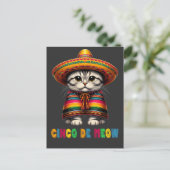 Cinco De Mayo Grappige Mexicaanse Kat Sombrero Meo Feestdagenkaart (Staand voorkant)