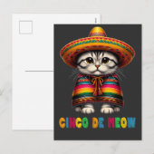 Cinco De Mayo Grappige Mexicaanse Kat Sombrero Meo Feestdagenkaart (Voorkant / Achterkant)