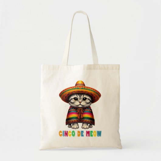 Cinco De Mayo Grappige Mexicaanse Kat Sombrero Meo Tote Bag (Voorkant)