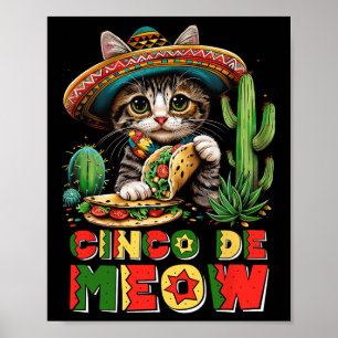 Cinco De Mayo Grappige Mexicaanse Kat Sombrero Pon Poster