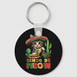 Cinco De Mayo Grappige Mexicaanse Kat Sombrero Pon Sleutelhanger