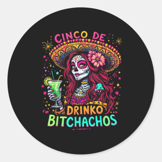 Cinco de Mayo Grappige Mexicaanse partij Cinco de Ronde Sticker (Voorkant)