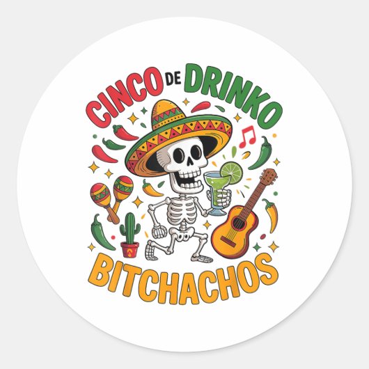 Cinco de Mayo Grappige Mexicaanse partij Cinco de Ronde Sticker (Voorkant)