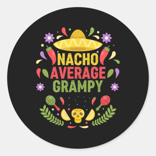 Cinco De Mayo Grappige Nacho Gemiddelde Opa Ronde Sticker (Voorkant)