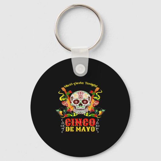 Cinco de mayo grappige suikerschedel vakantiefeest sleutelhanger (Voorkant)