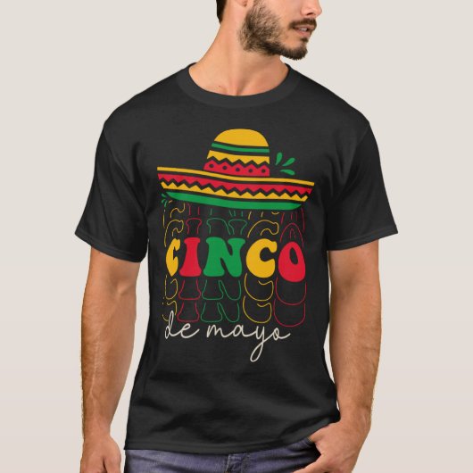 Cinco De Mayo Groovy Mexican Fiesta 5 De Mayo Somb T-shirt (Voorkant)