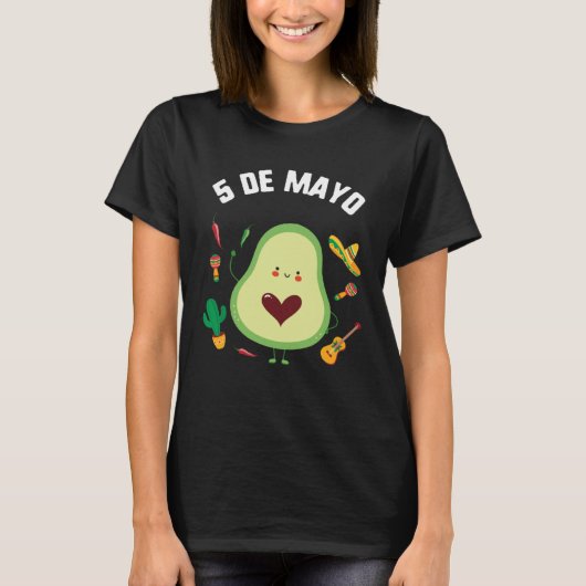 Cinco De Mayo Guacamole Avocado Fiesta Mexican Som T-shirt (Voorkant)
