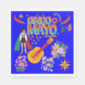 Cinco De Mayo helderblauw Servet (Voorkant)
