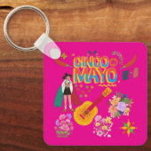 Cinco De Mayo hete roze Sleutelhanger (Voorkant)