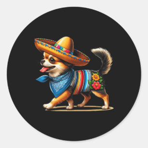 Cinco De Mayo Hond Grappig Chihuahua Koel Mexicaan Ronde Sticker