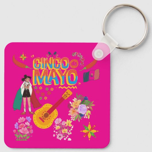 Cinco De Mayo hot pink Sleutelhanger (Achterkant)