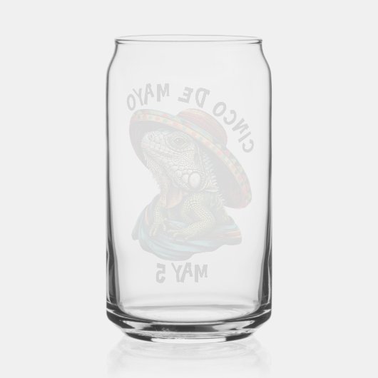 Cinco de Mayo Iguana Dragen Sombrero & Serape Blikvorm Glas (Achterkant)