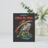Cinco de Mayo Iguana Dragen Sombrero & Serape Briefkaart (Staand voorkant)