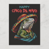 Cinco de Mayo Iguana Dragen Sombrero & Serape Briefkaart (Voorkant)