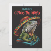 Cinco de Mayo Iguana Dragen Sombrero & Serape Feestdagenkaart (Voorkant)
