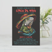 Cinco de Mayo Iguana Dragen Sombrero & Serape Kaart (Staand voorkant)