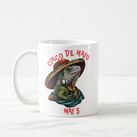 Cinco de Mayo Iguana Dragen Sombrero & Serape Koffiemok (Links)