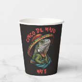 Cinco de Mayo Iguana Dragen Sombrero & Serape Papieren Bekers (Achterkant)