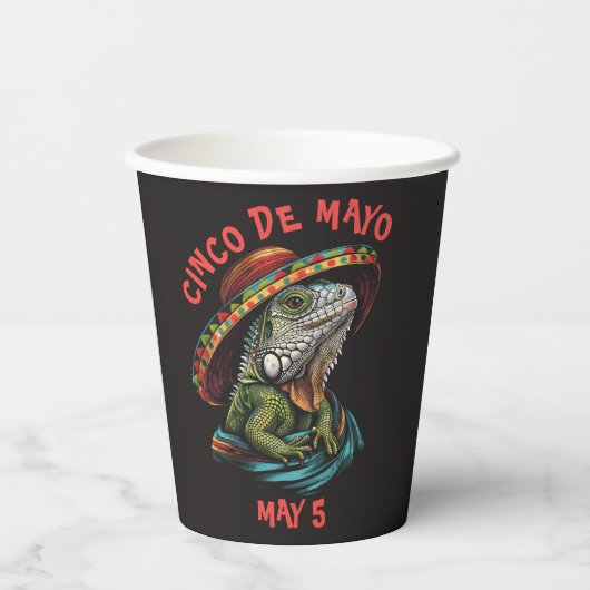 Cinco de Mayo Iguana Dragen Sombrero & Serape Papieren Bekers (Voorkant)