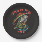 Cinco de Mayo Iguana Dragen Sombrero & Serape Papieren Bordje (Voorkant)