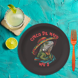 Cinco de Mayo Iguana Dragen Sombrero & Serape Papieren Bordje