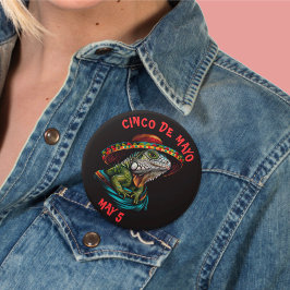 Cinco de Mayo Iguana Dragen Sombrero & Serape Ronde Button 7,6 Cm