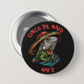 Cinco de Mayo Iguana Dragen Sombrero & Serape Ronde Button 7,6 Cm (Voorkant /achterkant)