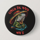 Cinco de Mayo Iguana Dragen Sombrero & Serape Ronde Button 7,6 Cm (Voorkant)