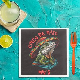 Cinco de Mayo Iguana Dragen Sombrero & Serape Servet