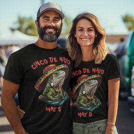 Cinco de Mayo Iguana Dragen Sombrero & Serape T-shirt