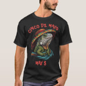 Cinco de Mayo Iguana Dragen Sombrero & Serape T-shirt (Voorkant)
