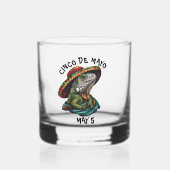 Cinco de Mayo Iguana Dragen Sombrero & Serape Whisky Glas (Voorkant)