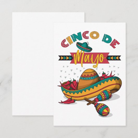 Cinco De Mayo Illustration, 1/2 Bedankkaart (Voorkant / Achterkant)