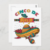 Cinco De Mayo Illustration, 1/2 Briefkaart (Voorkant / Achterkant)
