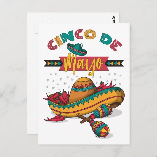 Cinco De Mayo Illustration, 1/2 Briefkaart (Voorkant / Achterkant)