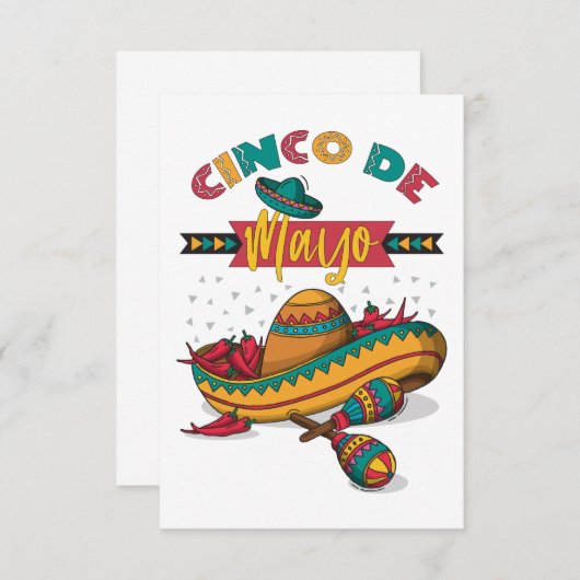 Cinco De Mayo Illustration, 1/2 RSVP Kaartje (Voorkant / Achterkant)