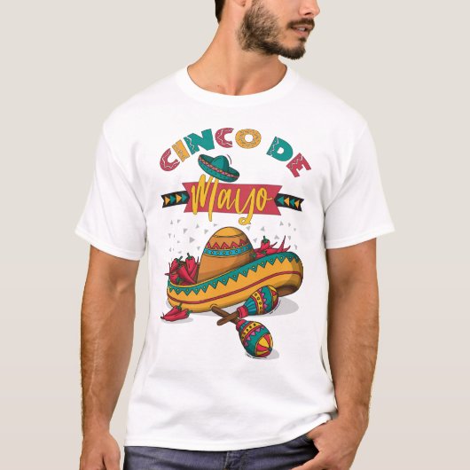 Cinco De Mayo Illustration, 1/2 T-shirt (Voorkant)