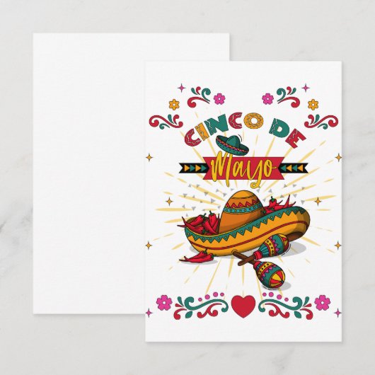 Cinco De Mayo Illustration, 2/2 RSVP Kaartje (Voorkant / Achterkant)